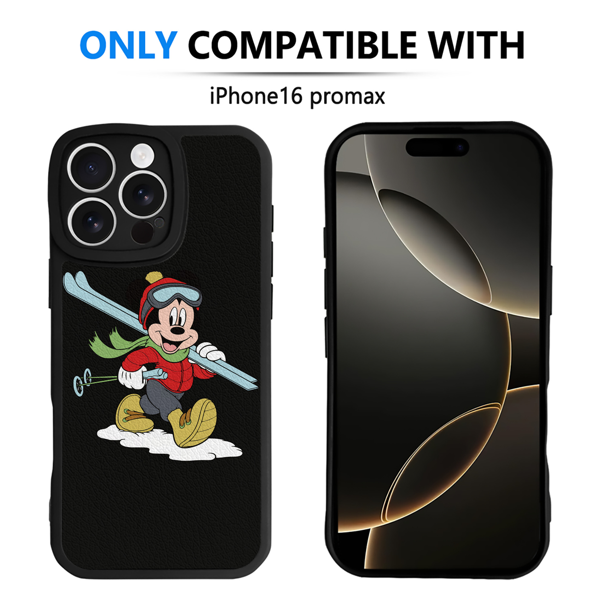 （画像用） ミッキーマウス Mickey Mouse 【iPhone 16シリーズ対応】シリコンスマホケース（レザー調） 材質：シリコン